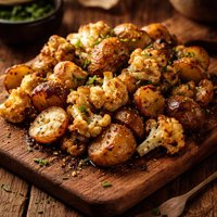 Roasted Potatoes and Cauliflower with Chives