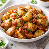 Roasted Potatoes with Bacon Cheese and Parsley