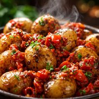 Roasted Potatoes with Spicy Tomatoes