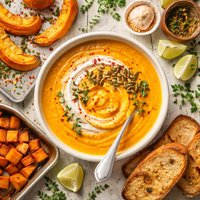 Roasted Pumpkin and Sweet Potato Soup