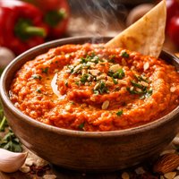 Roasted Red Pepper Almond and Garlic Dip