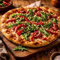 Roasted Red Pepper and Arugula Pizza