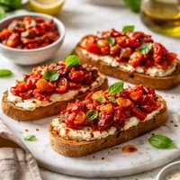 Roasted Red Pepper and Tomato Bruschetta