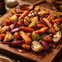 Roasted Root Vegetables with Maple Balsamic Dressing