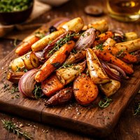 Roasted Root Vegetables with Truffle Oil Thyme