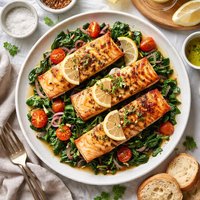 Roasted Salmon with Spinach