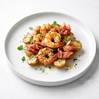 Roasted Shrimp Potatoes and Prosciutto