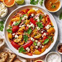 Roasted Sweet Peppers Sour Orange Vinaigrette Goat Cheese