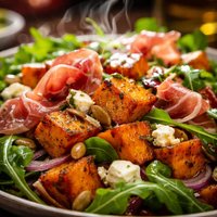 Roasted Sweet Potato Prosciutto Salad
