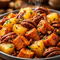 Roasted Sweet Potatoes with Pineapple and Pecans