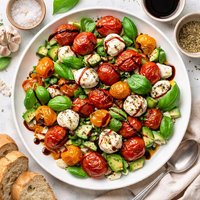 Roasted Tomato and Mozzarella Salad with Balsamic Reduction
