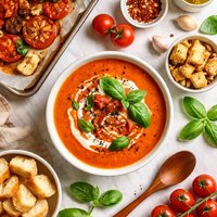 Roasted Tomato Soup with Fresh Basil