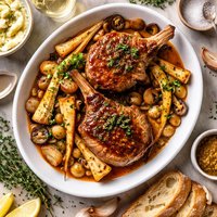 Roasted Veal Chops with Madeira and Parsnips