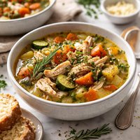 Roasted Vegetable Rosemary Chicken Soup