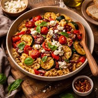 Roasted Vegetables with Feta and Orzo