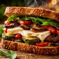 Roasted Vegetarian Sandwich with Brie Cheese Light