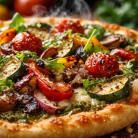 Roasted Veggie Pizza with Pesto Sauce