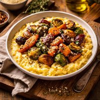 Roasted Winter Vegetables with Cheesy Polenta