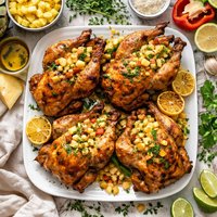 Rock Cornish Game Hens with Pineapple Stuffing for Grill or Oven