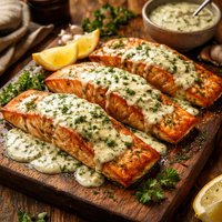 Rockin Salmon with Creamy Herb Sauce