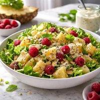 Romaine Heart Pineapple Raspberries Poppy Seed Dressing