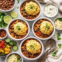 Ropa Vieja Pot Pies with Pepper Jack Biscuits