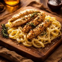 Rosemary Chicken Strips and Fettuccine