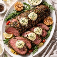 Rosemary Roasted Beef Tenderloin with Gorgonzola Butter