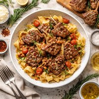 Rosemary Scented Lamb Over Pasta
