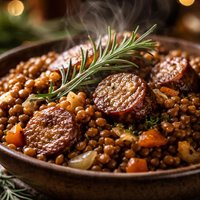 Rosemary Scented Lentils and Sausage