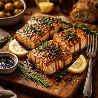 Rosemary Smoked Halibut with Balsamic Vinaigrette