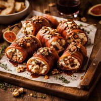 Roulade of Prosciutto Figs Stilton and Goat Cheeses with Port