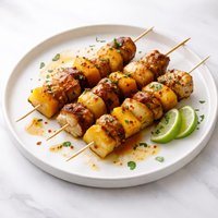Rum Glazed Pineapple Mango and Chicken Skewers