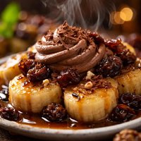 Rum Raisin Bananas with Chocolate Cream