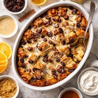 Rum Raisin Bread Pudding with Spiced Rum Sauce