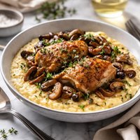 Rustic Chicken with Mushrooms Gruyre Polenta