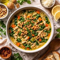 Rustic Parsley Orzo Soup with Walnuts