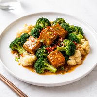 Sa Cha Tofu with Broccoli and Cauliflower
