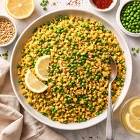 Saffron Couscous with Fresh Peas and Chives