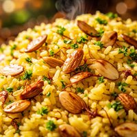 Saffron Rice Pilaf with Toasted Almonds