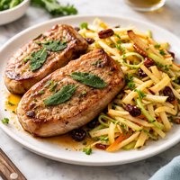 Sage Rubbed Pork Chops with Warm Apple Slaw