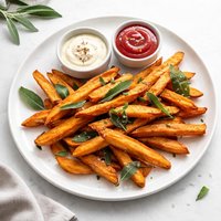 Sage Sweet Potato Fries with Dipping Sauces