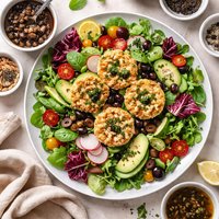 Salad W Black Olive Vinaigrette and Almond Crusted Goat Cheese