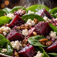 Salata Me Spanakofeta Beet and Spinach Salad