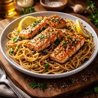 Salmon Aglio Olio Pasta