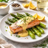 Salmon and Asparagus with Hollandaise Sauce