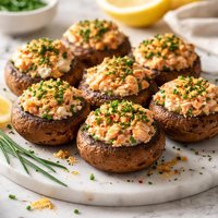 Salmon and Chive Stuffed Mushrooms