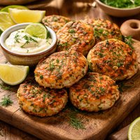 Salmon and Dill Potato Patties with Lime Mayonnaise