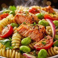 Salmon and Edamame Pasta Salad