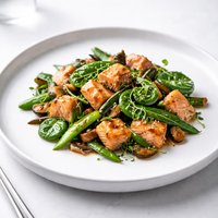 Salmon and Fiddlehead Stir Fry